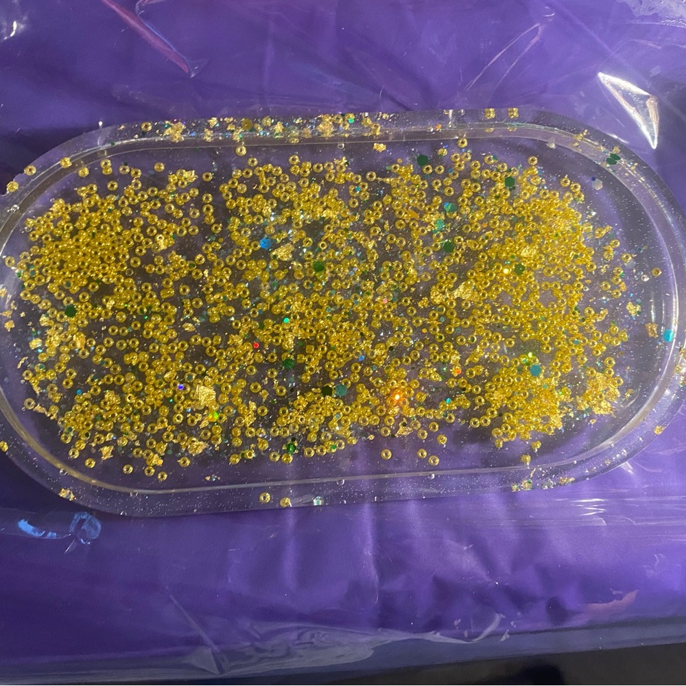 Yellow Beaded Tray